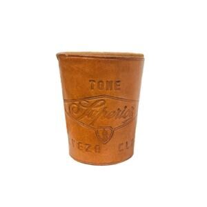 Vintage Tome Superior Cerveza Clara Embossed Leather Bottle Sleeve / Dice Cup